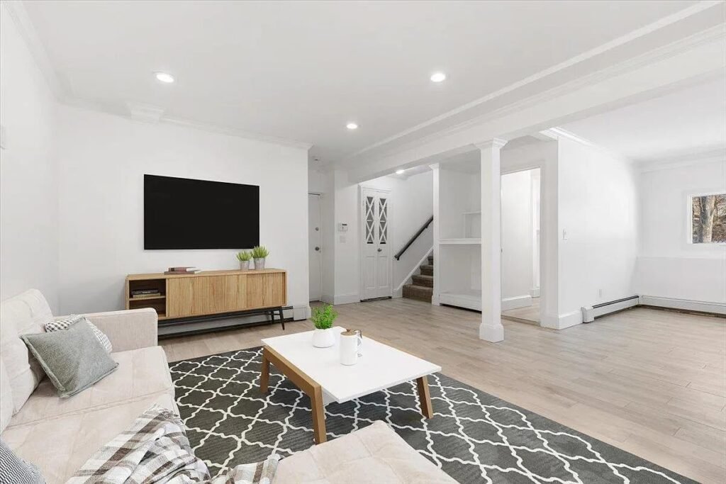 Open living area after reconfiguration of the original plan