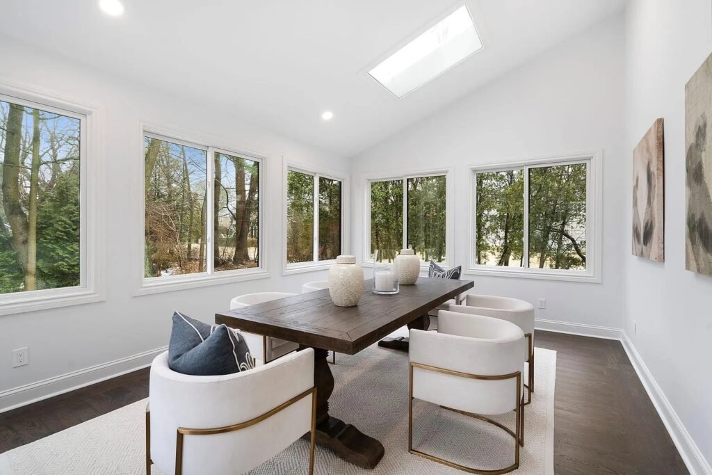 Dining room with panelled walls