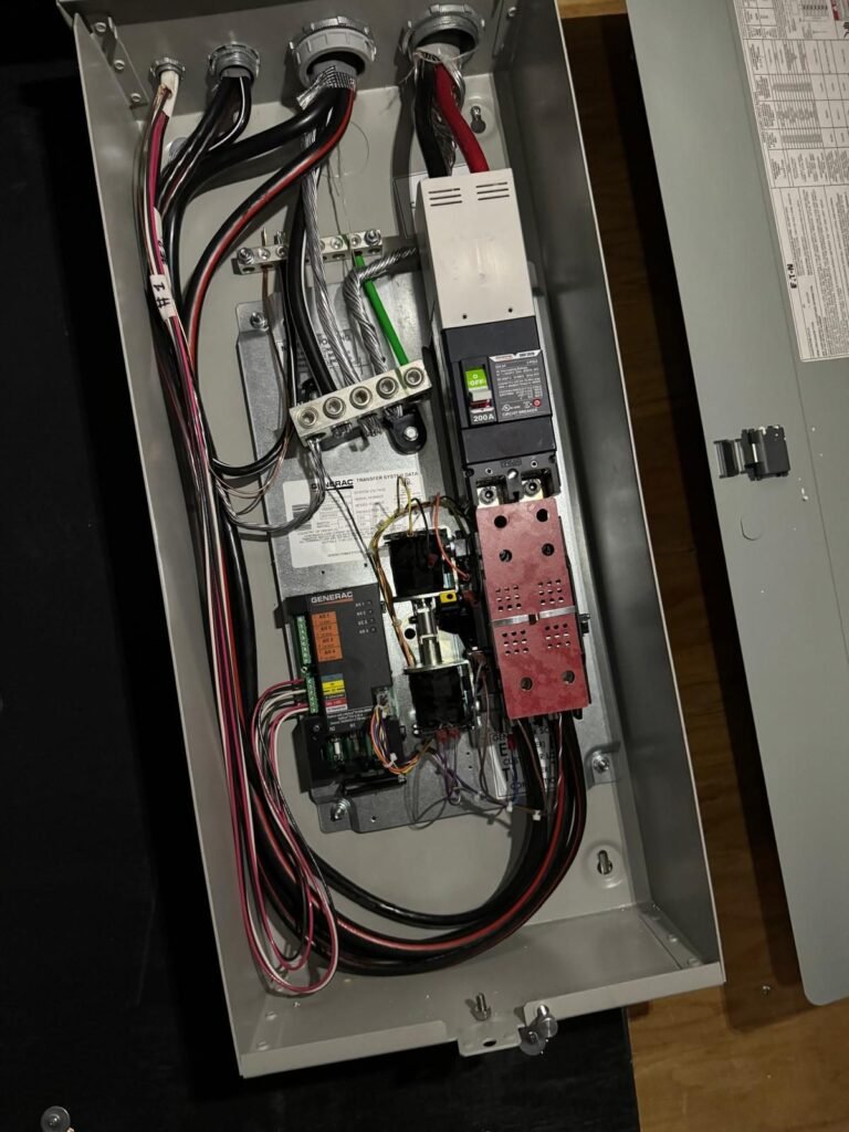 Newly wired electrical panel with labelled breakers